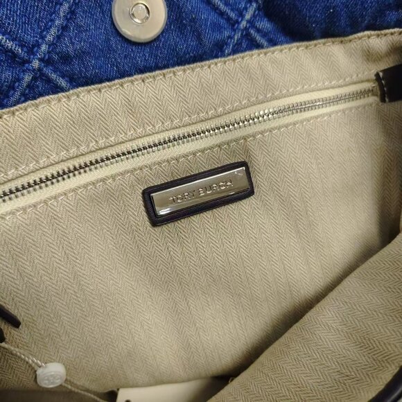 Tory Burch Fleming Soft Denim Drawstring Bag - Picture 5 of 7